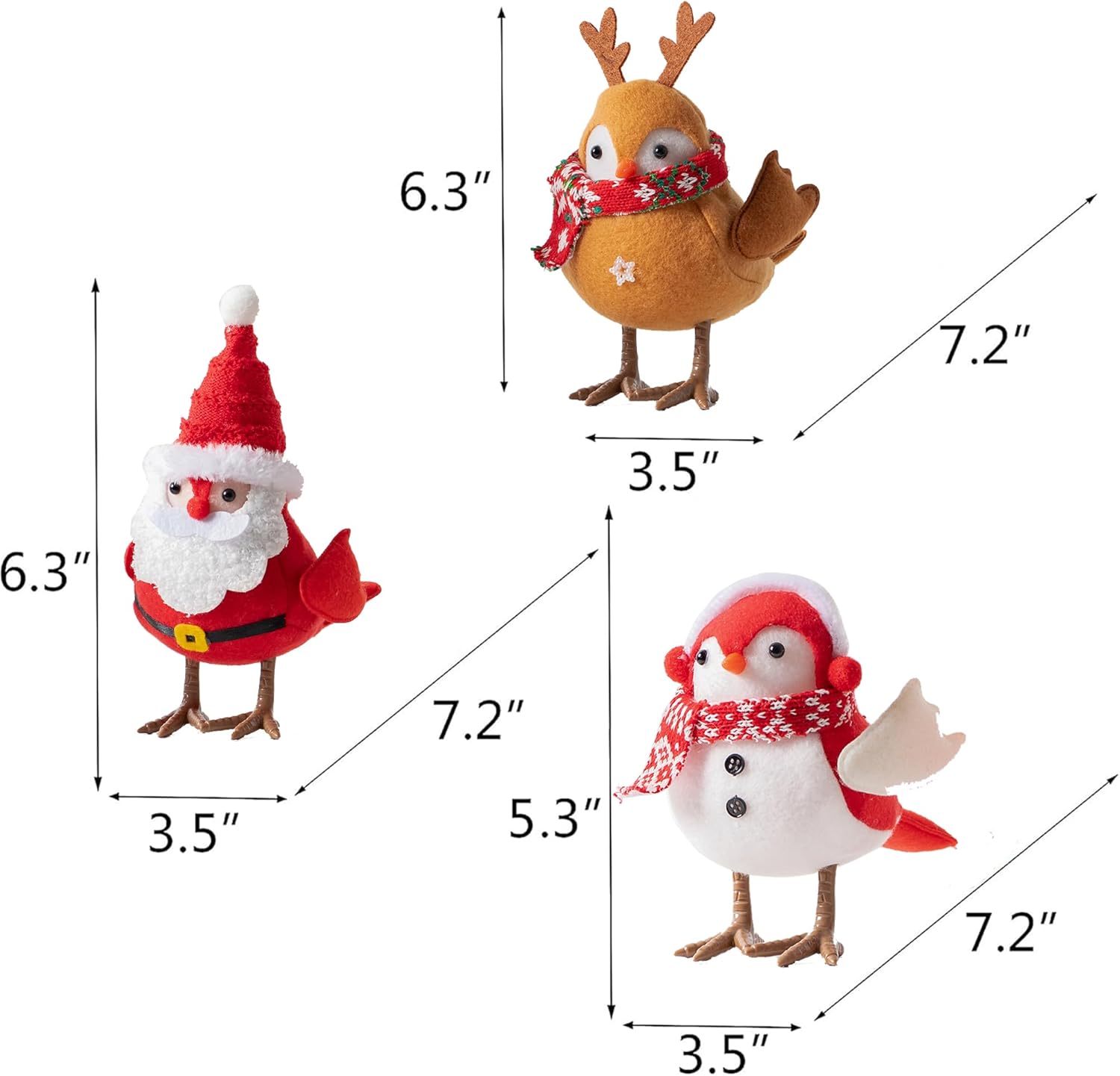 Christmas Decorations Birds,Christmas Birds,Christmas Decor Set of 3 Christmas Tree Birds for Christmas Decor, Ornaments for New Year Xmas Home Décor